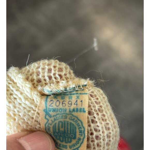 Vintage Wool Mohair Womens Cardigan Sweater Red White Knit Button Up Size M - Picture 9 of 9